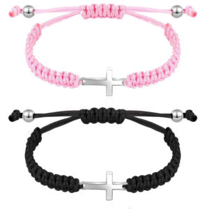 Women's Simple Woven Bracelet Set Stretchable Adjustable Bracelet Friendship Commemorative Wrapped Cross Woven Bracelet