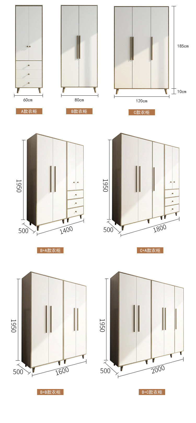Factory Direct Supply Economical Rental Wardrobe Storage Simple Combination Two-Door Three-Door Panel Storage Apartment Wardrobe - 图片 47