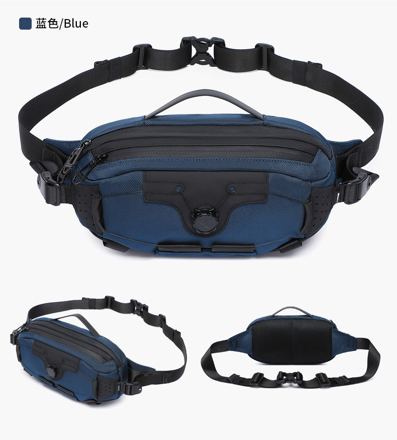 OZUKO Men's Chest Bag Crossbody Waist Bag Multifunctional Tactical Waterproof Portable Outdoor Cycling Trendy Brand High-end Bag - 图片 31