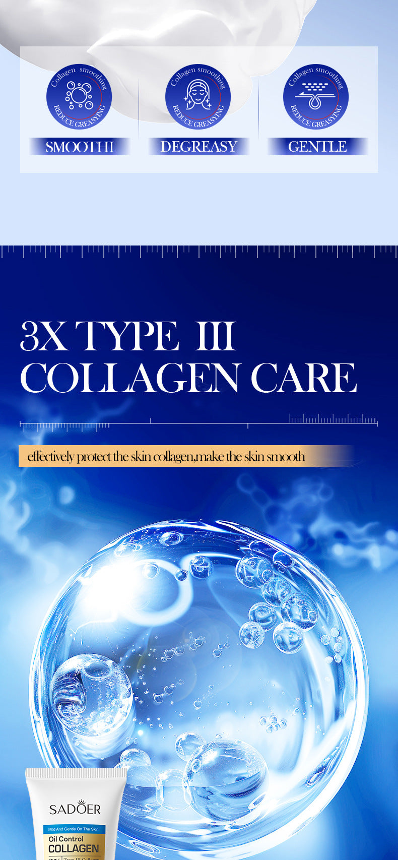 Cross-border Triple Collagen Facial Cleanser100g Deep Cleansing Facial Cleanser Export Manufacturer Wholesale - 图片 10