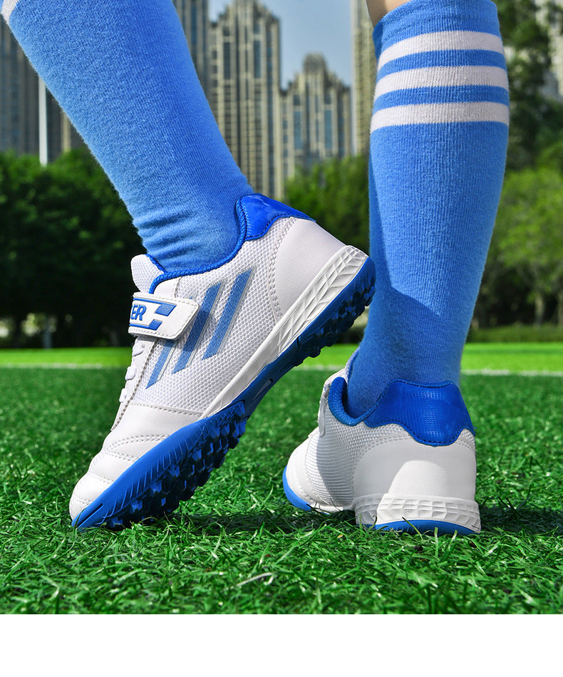 New football shoes for men and women with Velcro for children TF Broken Nail Style Youth Student Grassland Flat Training Shoes - 图片 23