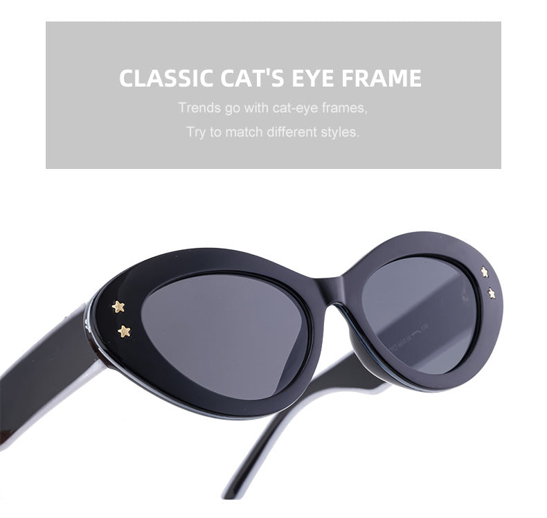 New Wide Mirror Leg Cat Eye Sunglasses for Women, European and American Fashion, High-End Feel Sunglasses sunglasses - 图片 22