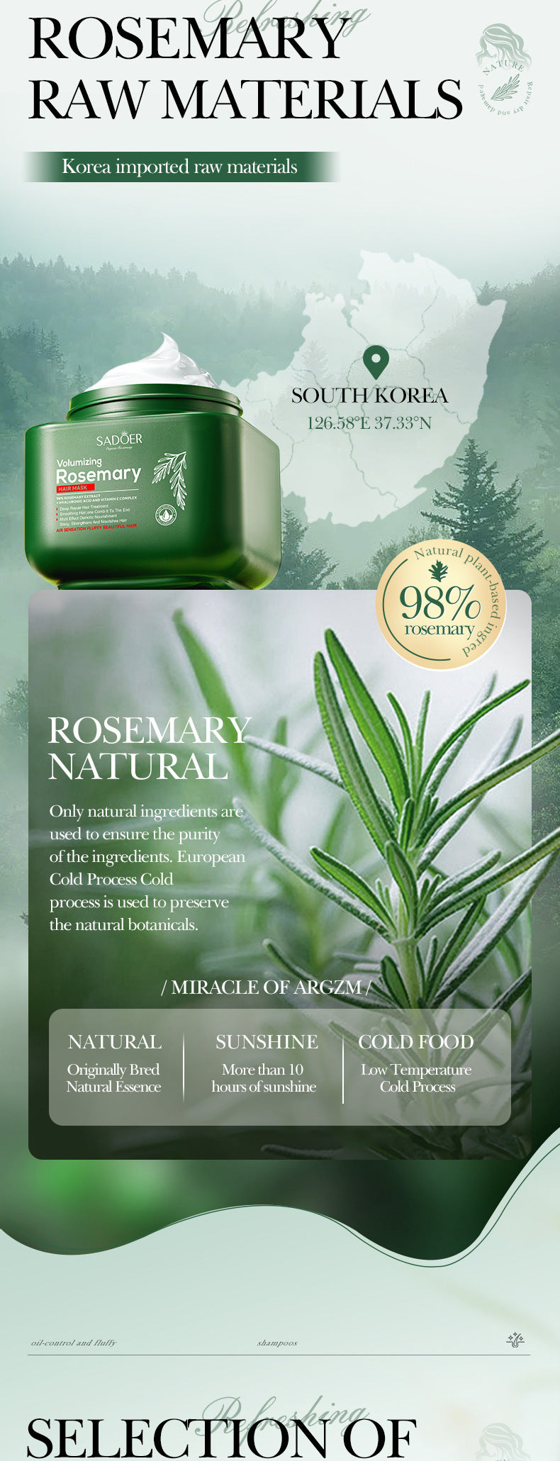 Rosemary Rosemary500ml SADOER Repair Nourishing Smooth Hair Conditioner Wholesale - 图片 12