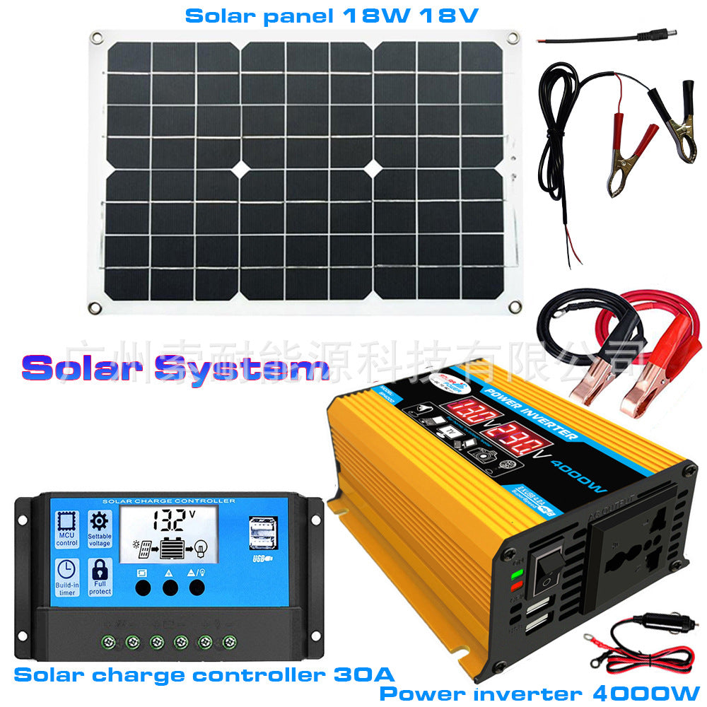Solar Energy Kit System: 12V Inverter 18W Solar Panel 30A Controller Solar System - 图片 3