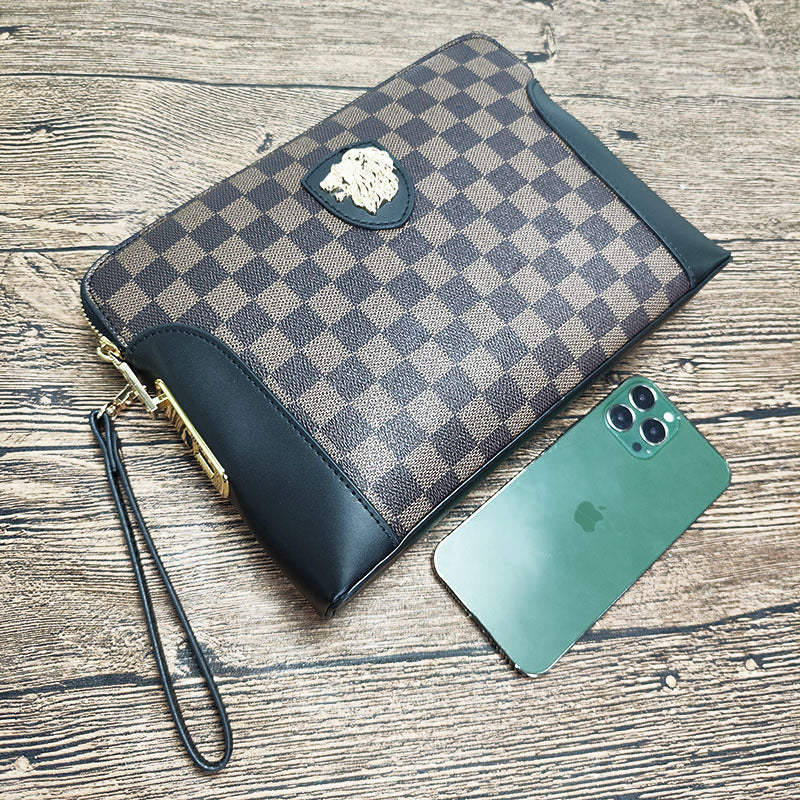 Fingerprint Lock Clutch Bag Large Capacity Business Men's Genuine Leather Handheld Luxury Woven Clutch Portable Fingerprint Unlock - 图片 17