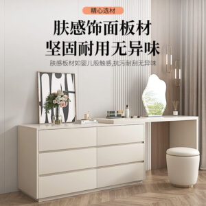 Khaki Gray Solid Wood Dressing Table Bedroom Makeup Cabinet Room Master Bedroom Makeup Mirror Makeup Table Small Apartment Internet Celebrity Makeup
