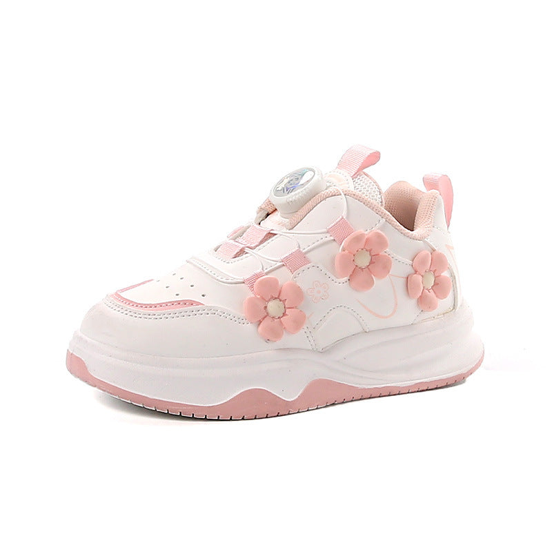 Children's Sports Shoes Spring and Autumn2025New Student Knob Girls' White Sneakers Versatile Casual Girls' Running Shoes - 图片 6