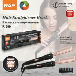 RAF EU Standard Electric Curling Brush Home Curling Iron Dry and Wet Dual-use Copper Comb Multi-functional Curling Straightening Brush