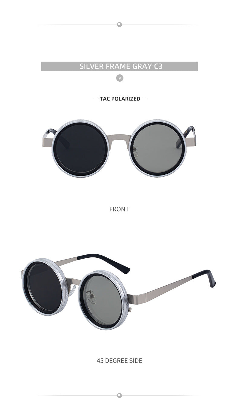 ND Nine-Stage Manual Adjustable Zoom Glasses Anti-Glare Round Frame Sunscreen Sunglasses High-End Polarized Sunglasses for Men - 图片 24
