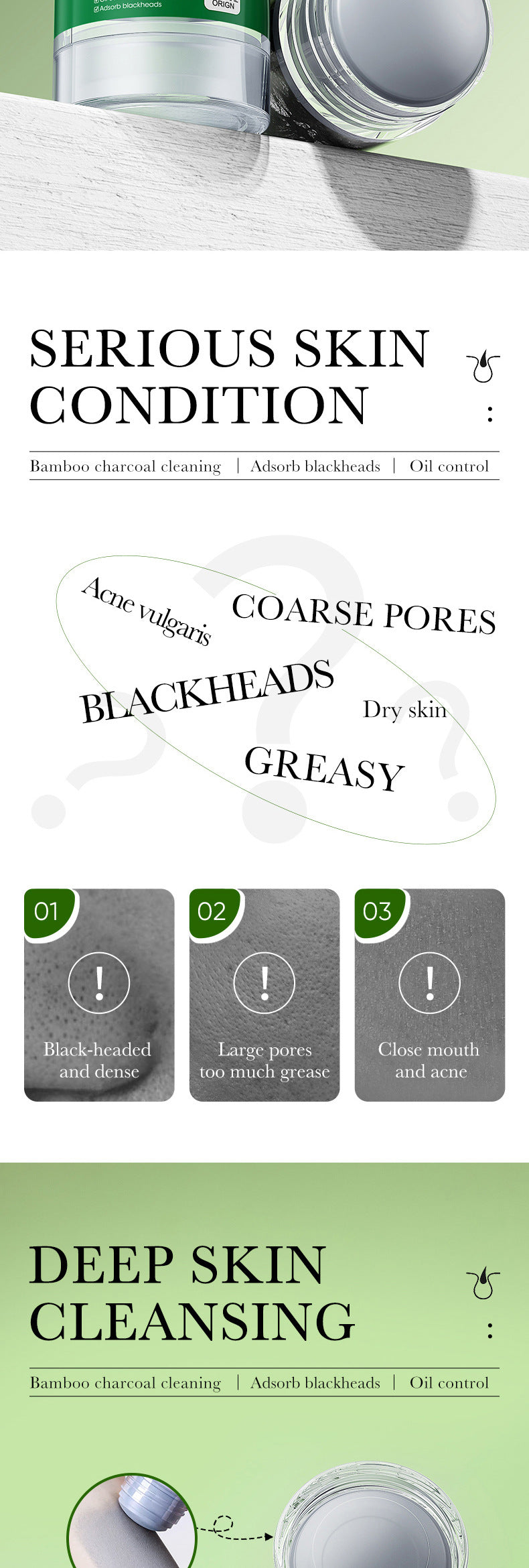 Bamboo Charcoal Solid Mask40g ZOZU Clean pores refreshing portable clay mask stick cross-border wholesale - 图片 7