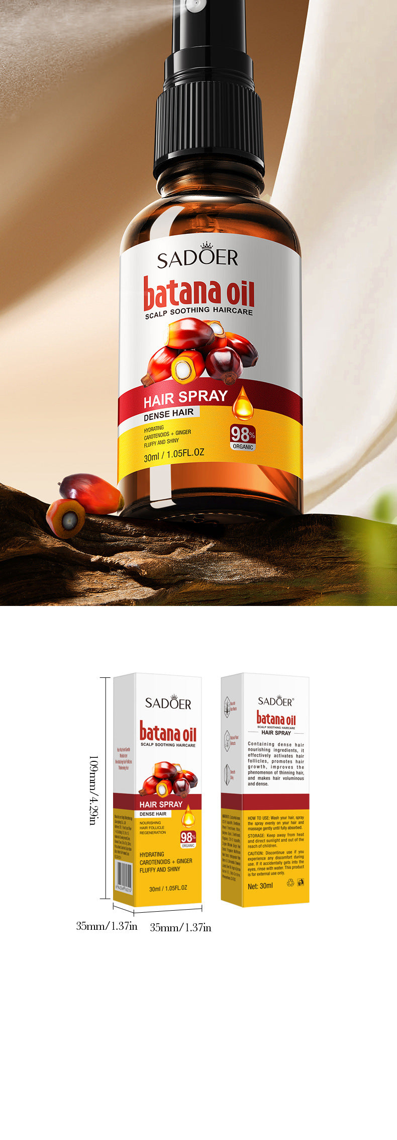 Batahana Hair Care Essential Oil Spray SADOER Soothing and Smooth Hair Conditioner Cross-Border Wholesale - 图片 16