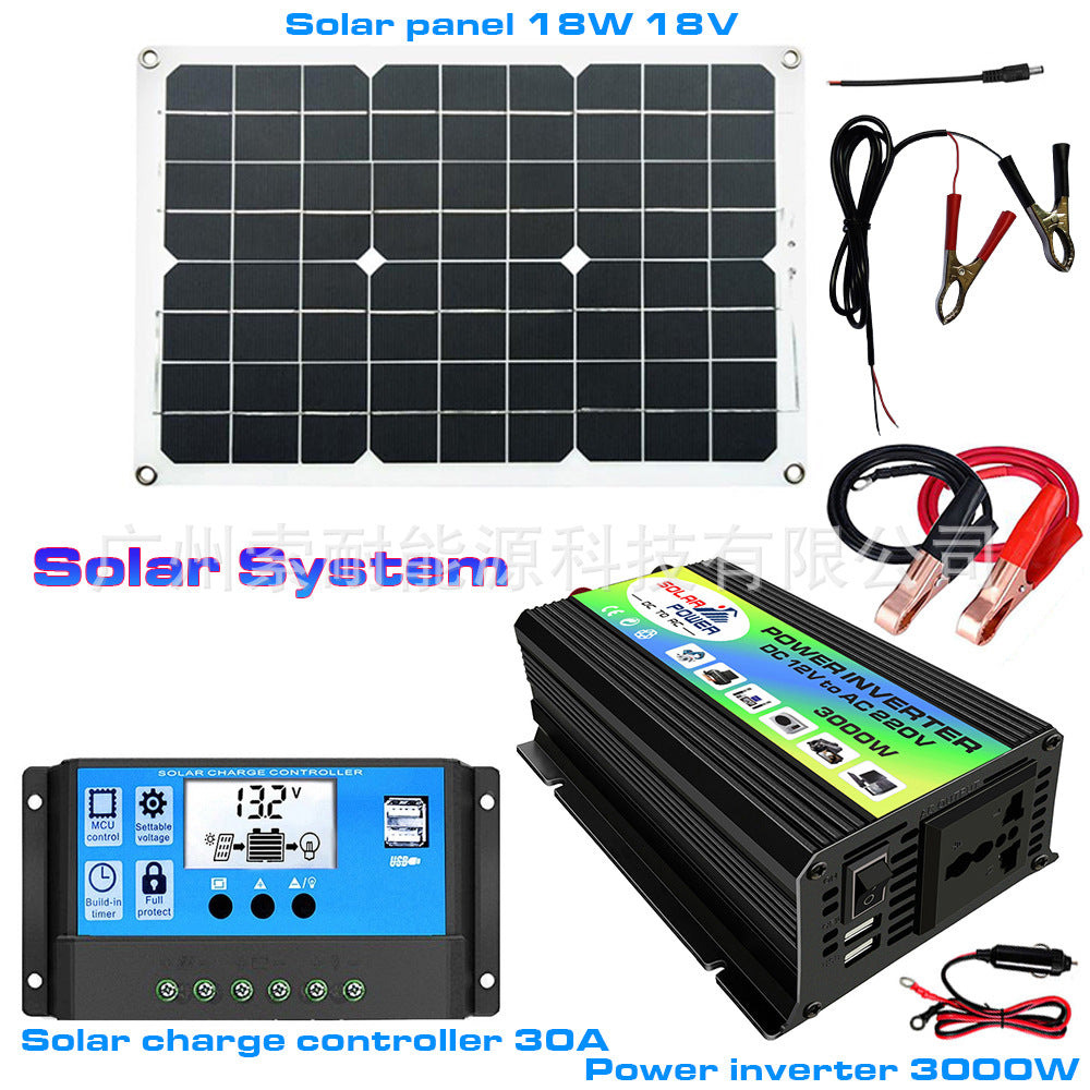 12V Solar Energy Kit System:Inverter 30A Controller 18W Solar Panel Solar System - 图片 8