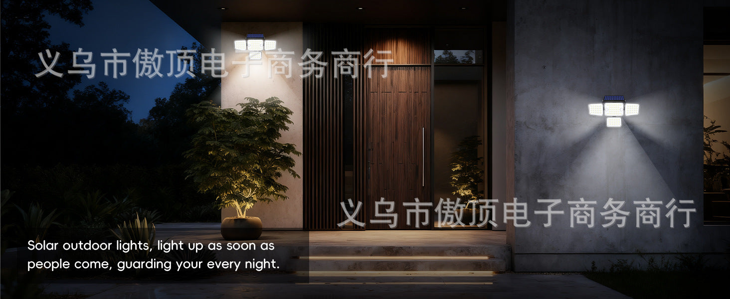 Solar Wall Light Four-Head Upgraded Dual-Sensor Rotating Outdoor Street Light Human-Sensor Garden Light - 图片 14