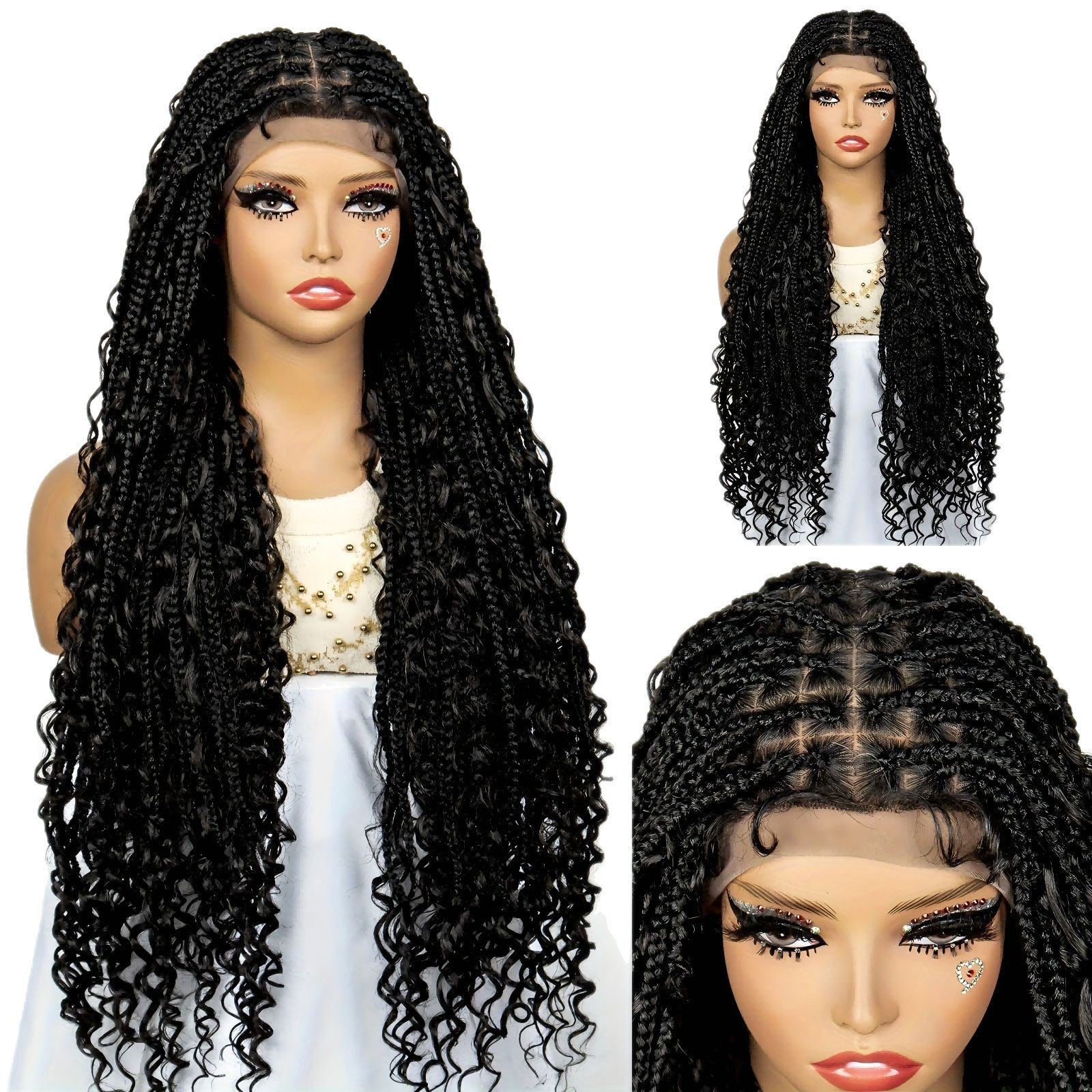 Cross-Border Hot-Selling Wig European and American Style Braided Full Lace Synthetic Crochet Wig Box Braids Wig - 图片 5