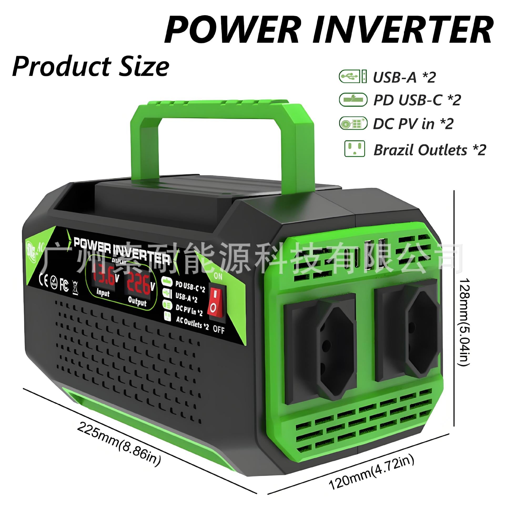 Vehicle Inverter300W/500W12V Turn110V/220V Dual Socket with Digital Display/USB/Type-C - 图片 29