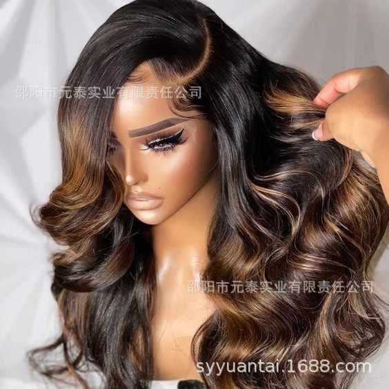 Highlight Lace Front Wig Ombre Light Brown Synthetic Wigs - 图片 11