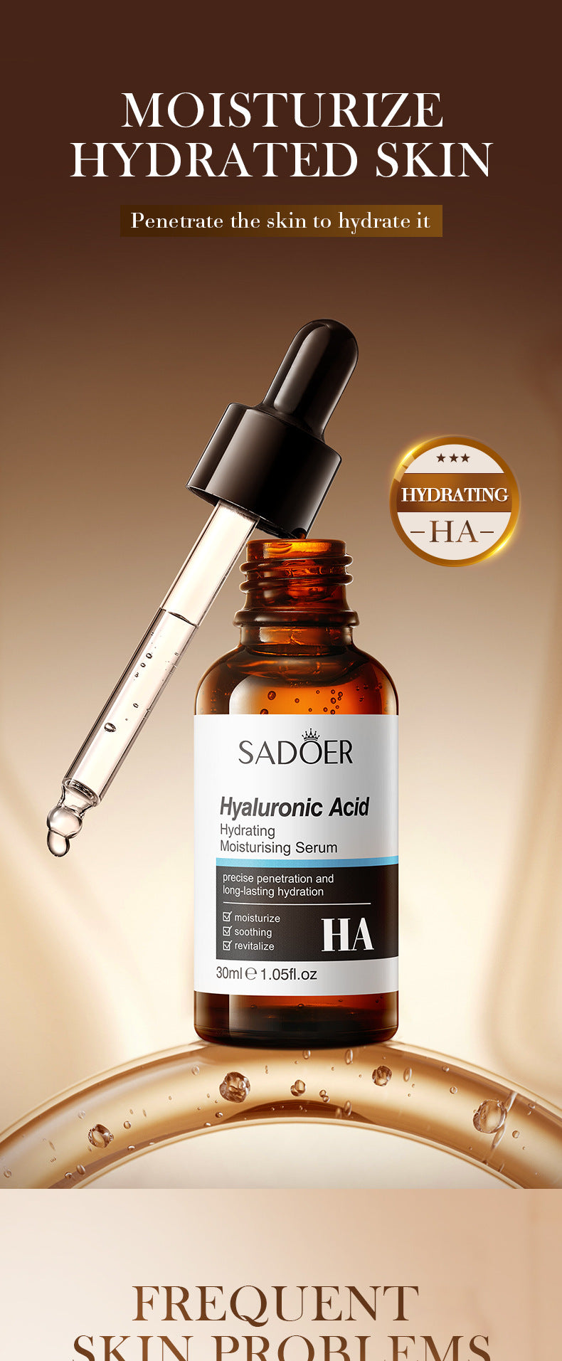 Hyaluronic Acid Hydrating Moisturizing Serum SADOER Skin rejuvenation and moisturizing essence liquid cross-border wholesale - 图片 12