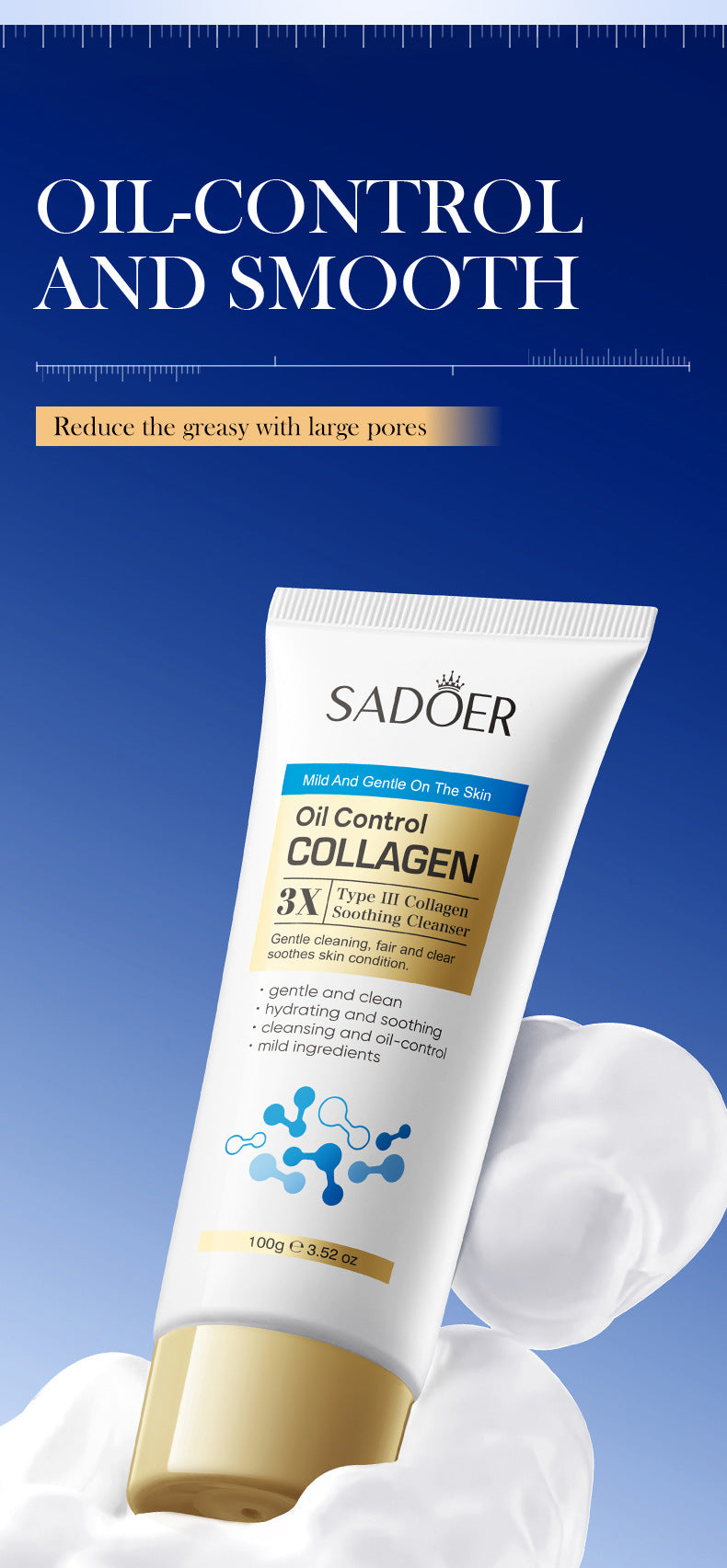 Cross-border Triple Collagen Facial Cleanser100g Deep Cleansing Facial Cleanser Export Manufacturer Wholesale - 图片 9