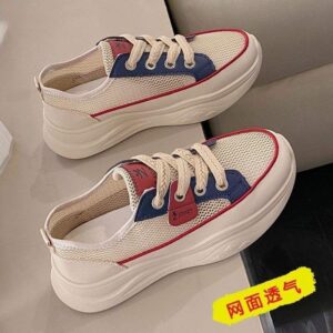 Hollow out2025Summer Dad Shoes Versatile Student Mesh Breathable Thick-Soled Casual Sneakers for Women