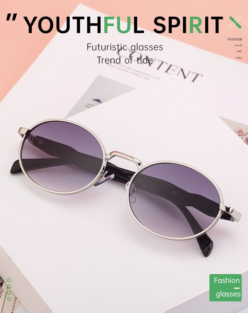 Oval Small Frame Sunglasses for Women, High-End Brand, European and American Style, Trendy UV Protection Sunglasses - 图片 14