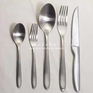 304Stainless Steel Knife Fork Spoon Set Western Tableware Hotel Heavy Sanding Wholesale Steak Knife Tea Spoon Classic Style
