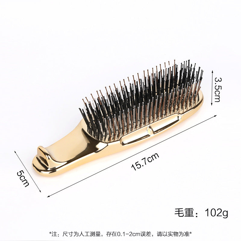 Cross-Border Electroplated Handle Comb Head Meridian Massage Comb Scalp Cleaning Dry and Wet Dual-Use Portable Styling Hair Comb - 图片 3