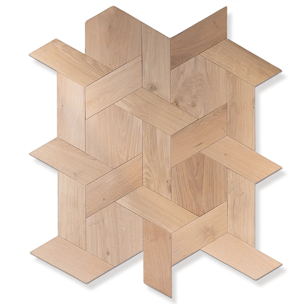 Premium 14mm Multilayer Hexagon Oak Flooring | Decorative Engineered Oak Parquet Custom Finish Options for Outdoor Use - 图片 14