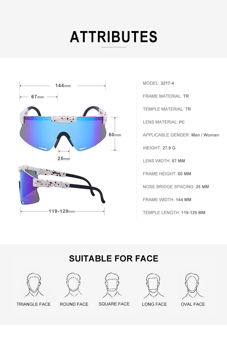 New European and American Style Colorful Outdoor Cycling Windproof Sunglasses for Men and Women Integrated Sports Sun Protection Sunglasses - 图片 17
