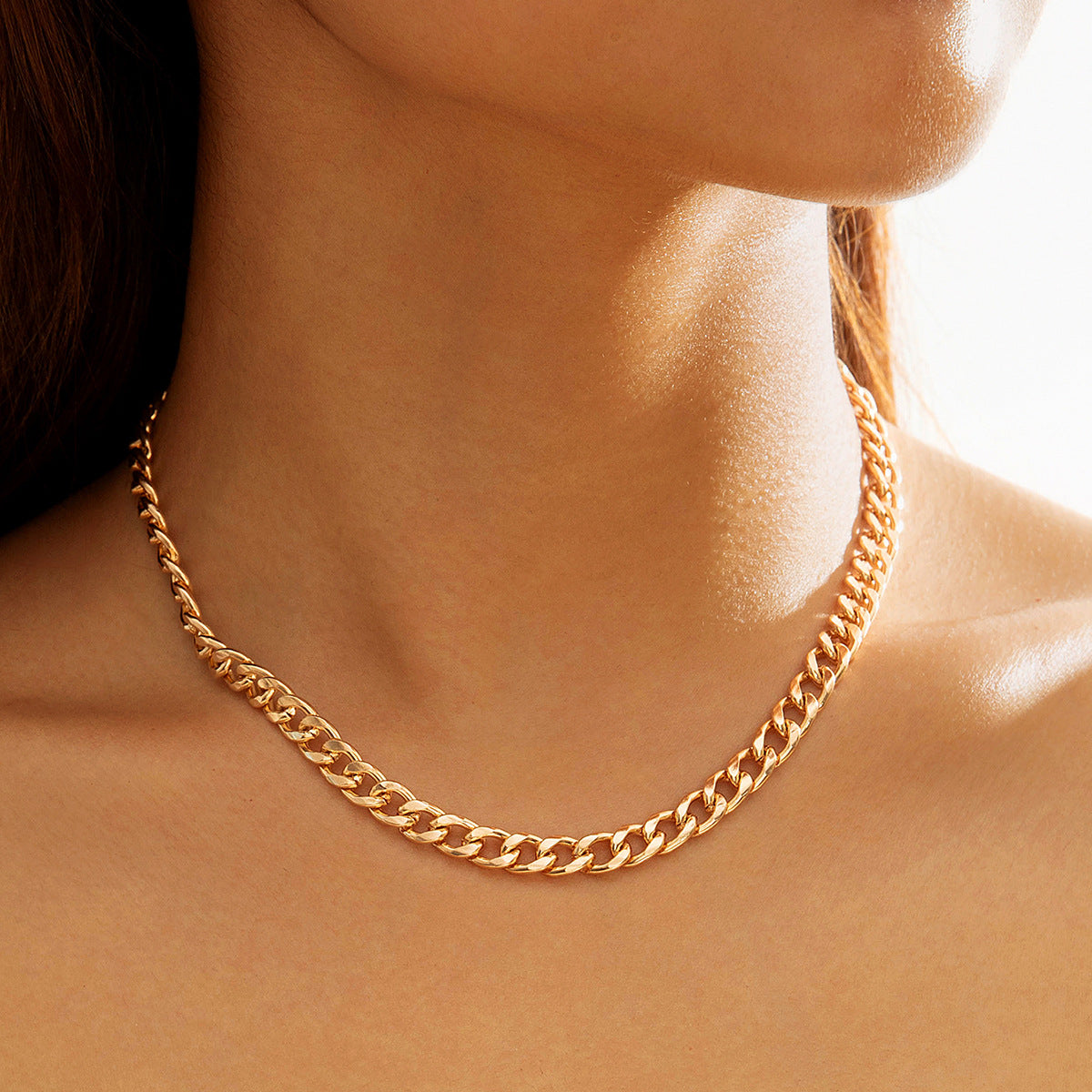 European and American Ornament Fashion Hip-Hop Short Thick Chain Geometric Necklace Metal Exaggerated Necklace - 图片 49