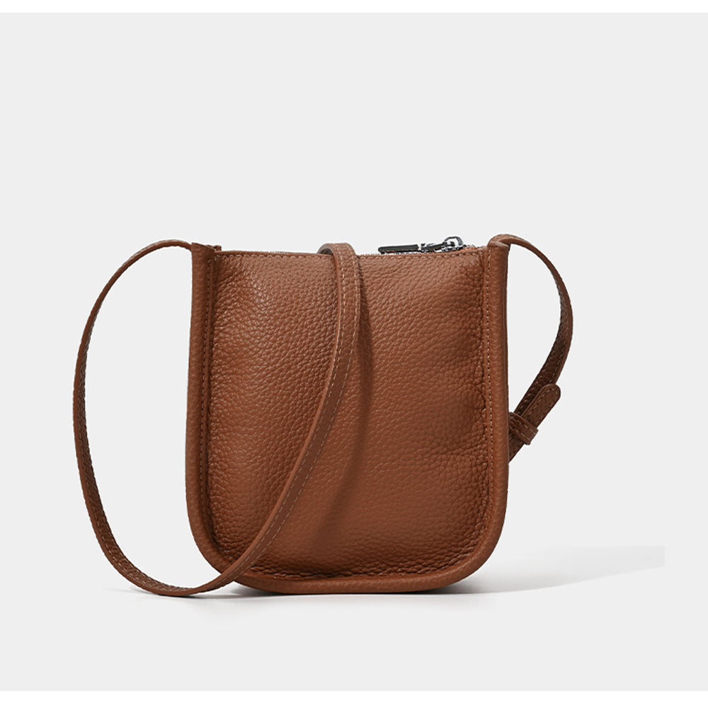 Genuine Leather Phone Bag Niche Fashion Small Bag for Women High-end Casual Simple Versatile Portable Shoulder Crossbody Bag - 图片 6