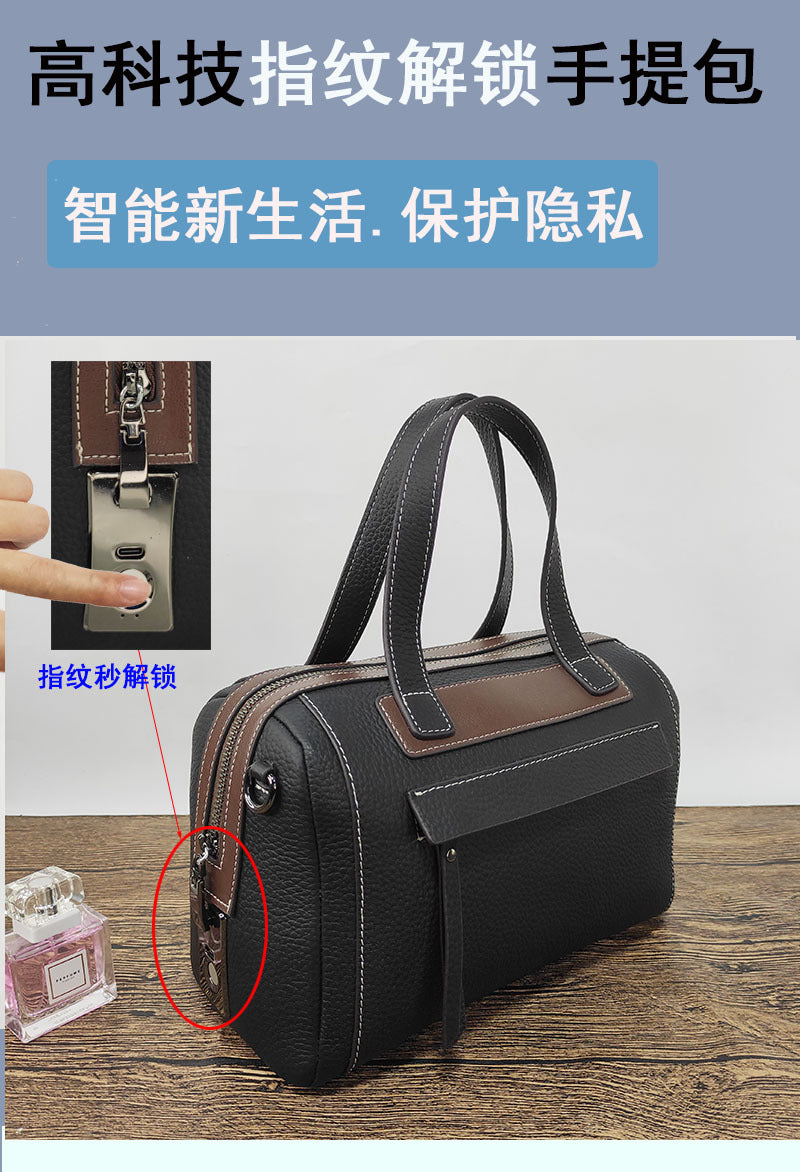 Boston Crossbody Pillow Bag Privacy Protection Fingerprint Unlock Genuine Leather Handbag Commuter Women's Bag Crossbody Bag - 图片 33