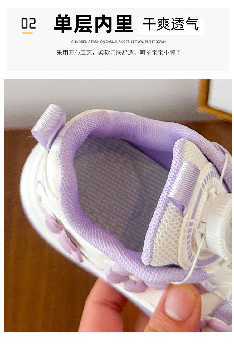 Children's Sports Shoes Spring and Autumn2025New Student Knob Girls' White Sneakers Versatile Casual Girls' Running Shoes - 图片 16