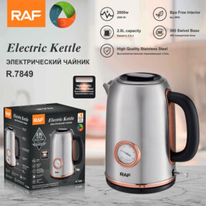 RAF European Standard Electric Kettle Stainless Steel Temperature Display Anti-scald Anti-dry Boil Water Kettle2L Automatic Power off