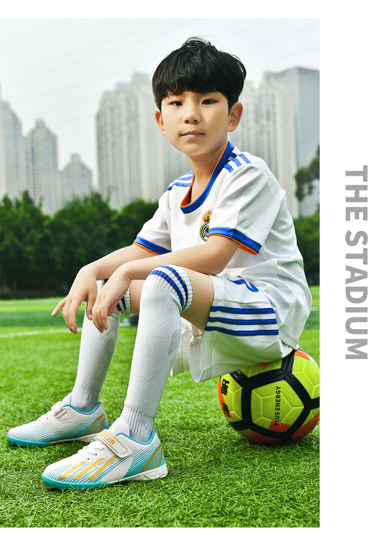 New football shoes for men and women with Velcro for children TF Broken Nail Style Youth Student Grassland Flat Training Shoes - 图片 27