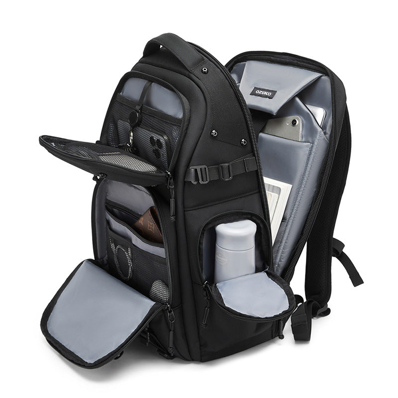 ozuko Business Backpack Men's Large Capacity Waterproof Computer Bag15.6Men's Commuter Backpack with High-End Feel