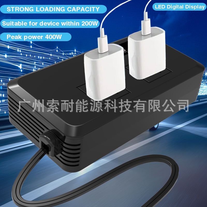 Universal Socket Car Inverter200W Hot Sale12V Turn110V/220V Double USB Double Type-C - 图片 4