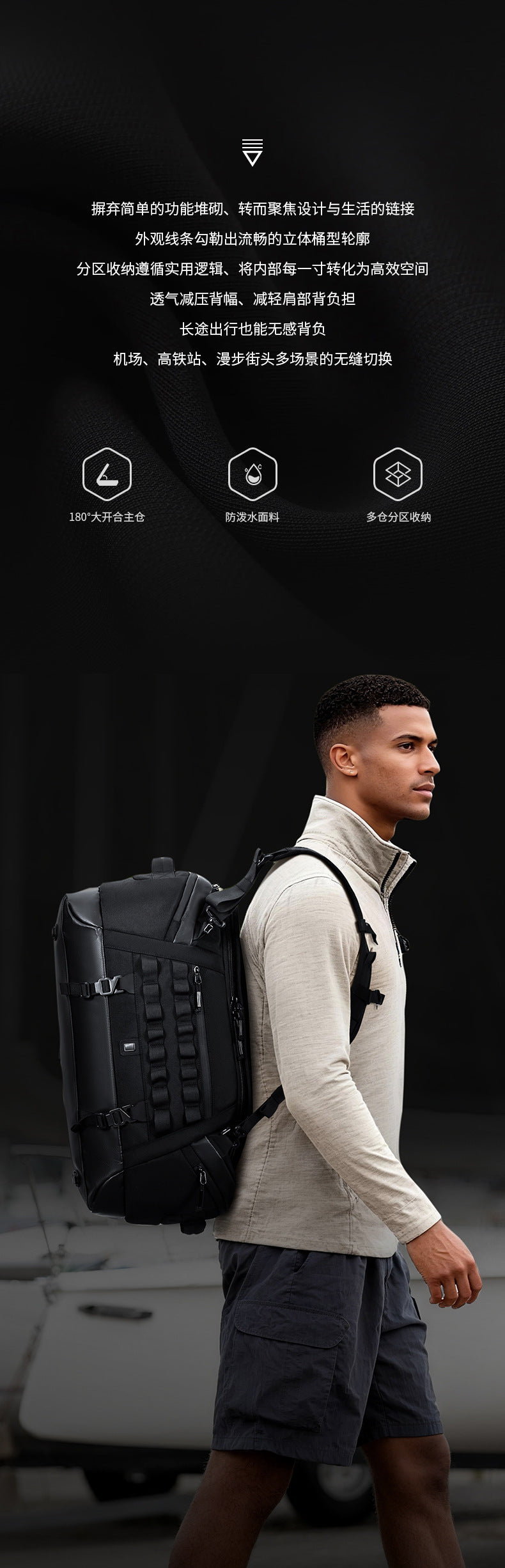 Men's Travel Bag Multifunctional Sports Fitness Bag Large Capacity Waterproof Travel Bag Business Trip Handheld Backpack - 图片 7