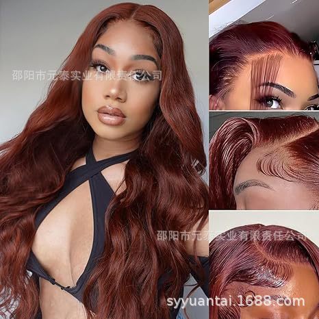 13x4 Body Wave Lace Front Wig Reddish Brown Synthetic Wigs - 图片 7
