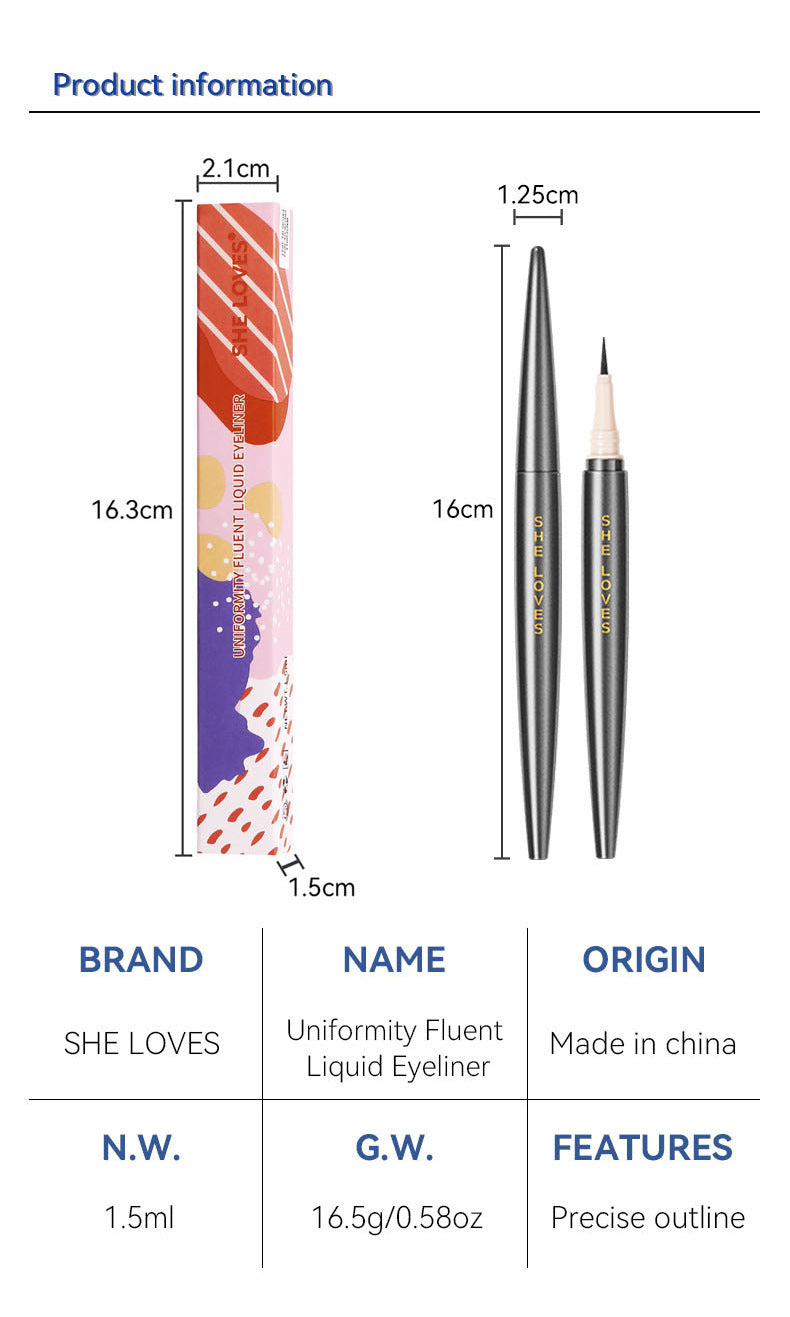 SHELOVES Eyeliner Waterproof Non-Smudge Black Brown Ultra-Fine Lower Lash Liquid Eyeliner Pen - 图片 36