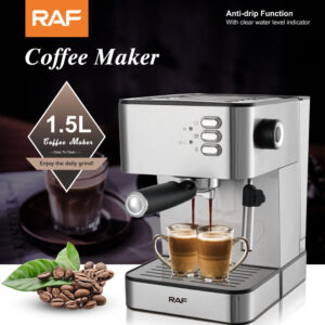 RAF Coffee Machine Household EU Plug Small Italian Semi-automatic Steam Milk Frother Integrated Coffee Pot