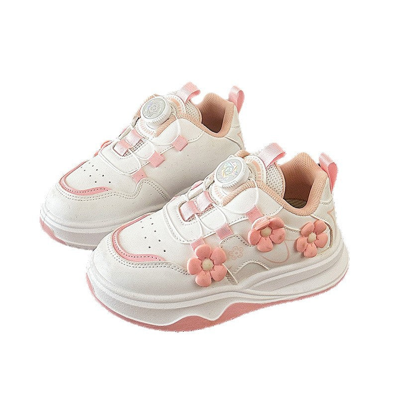Children's Sports Shoes Spring and Autumn2025New Student Knob Girls' White Sneakers Versatile Casual Girls' Running Shoes - 图片 5
