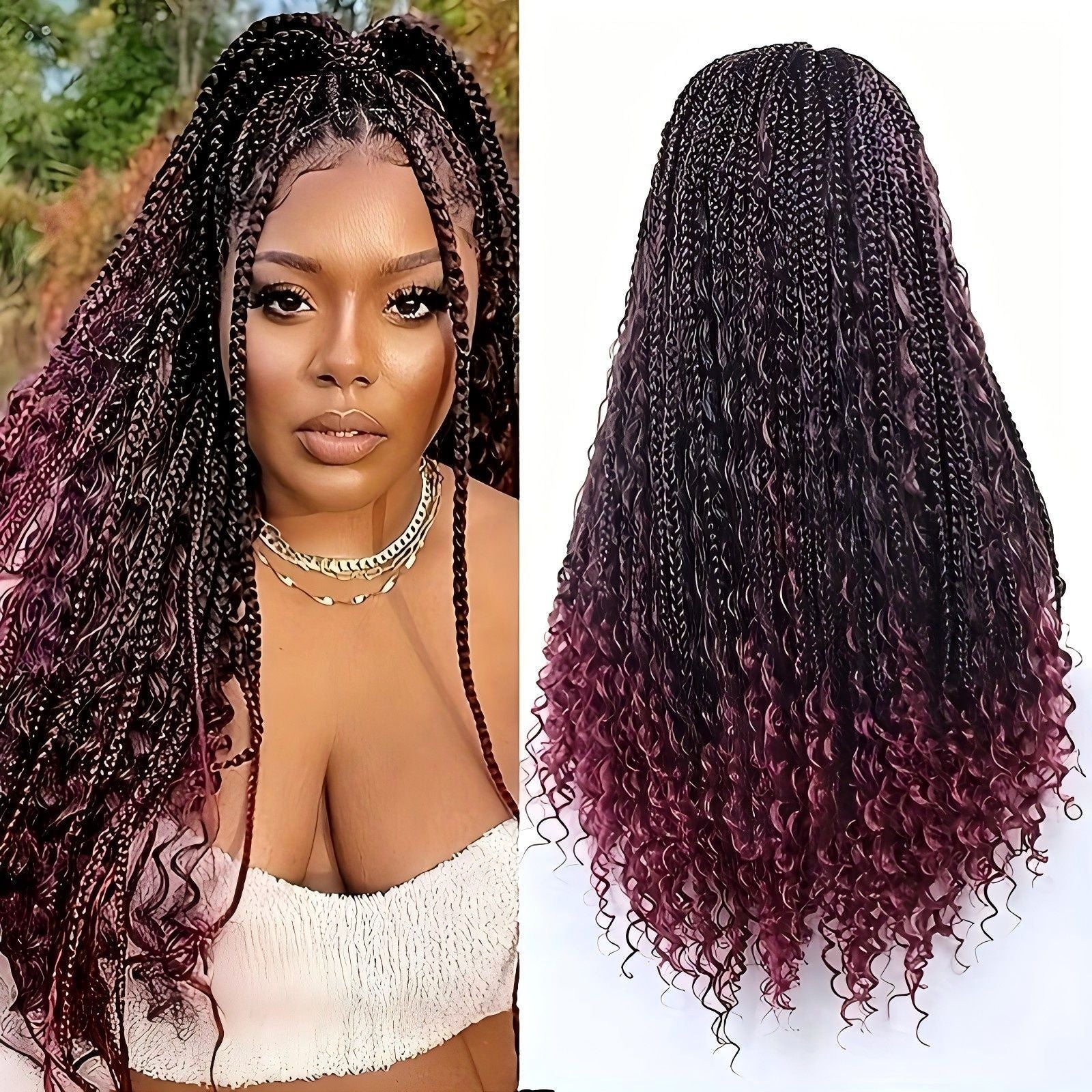 Cross-Border Hot-Selling Wig European and American Style Braided Full Lace Synthetic Crochet Wig Box Braids Wig - 图片 15