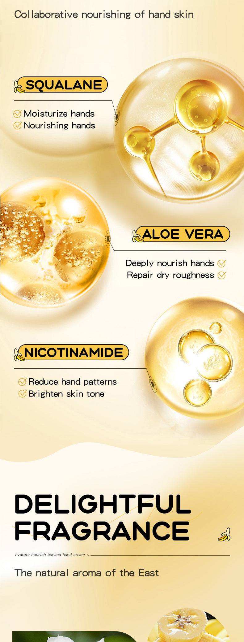 Banana Squalane Hydrating Hand Cream SADOER Autumn and winter nourishing hand cream cross-border foreign trade wholesale - 图片 11