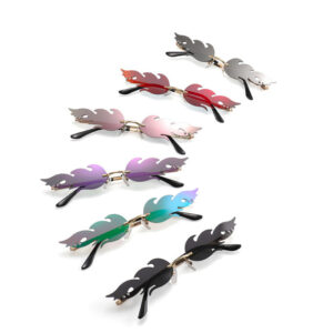 Personalized Flame Sunglasses Women's Fashion Metal Frameless Sunglasses Trendy European and American Christmas Party Quirky Glasses