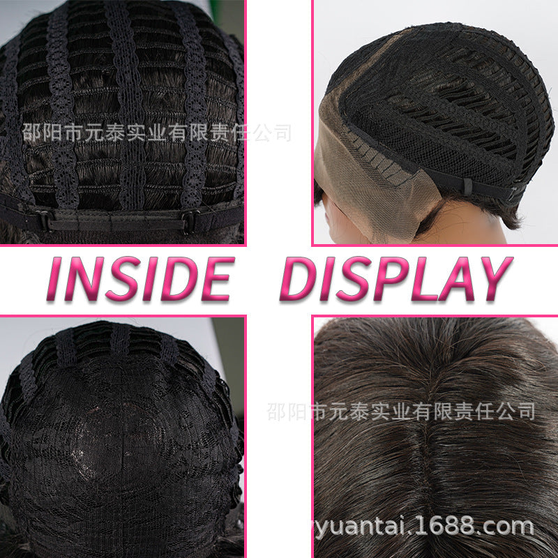 Full Real Human Hair Wig Short Curly Hair European American African Medium Short wigs Hand Crochet - 图片 5