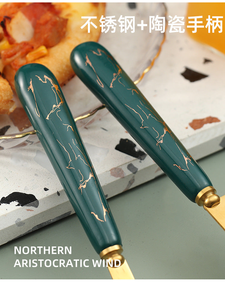 Ceramic Handle Stainless Steel Knife and Spatula Gift Set Creative Baking Tools Cheese Knife Butter Knife Cake Spatula Pizza Spatula - 图片 24