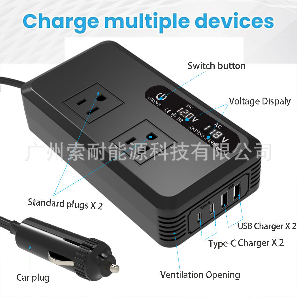 Export Car Inverter200W 12V Turn110V/220V Universal Socket for European, American, and Brazilian Standards - 图片 4