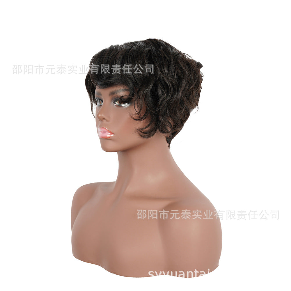Full Real Human Hair Wig Short Curly Hair European American African Medium Short wigs Hand Crochet - 图片 7