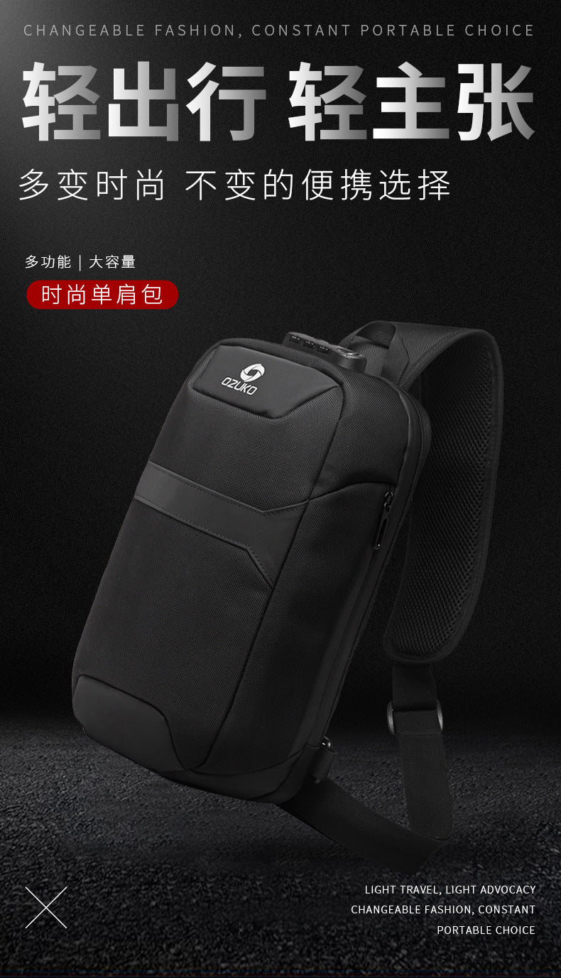 OZUKO Anti-theft Men's Chest Bag Waterproof Oxford Cloth Single Shoulder Crossbody Bag Chest Portable Multifunctional Trendy Bag - 图片 21