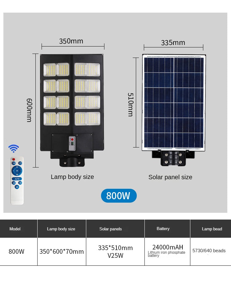800W Solar Energy Converted Into Electrical Energy Smart Sensor Energy Saving All In One Solar Street Light - 图片 23